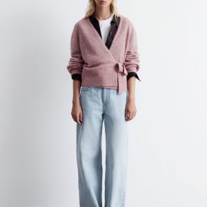 Mohair-Blend Knitted Wrap Cardigan