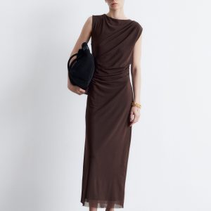 Draped Sleeveless Midi Dress