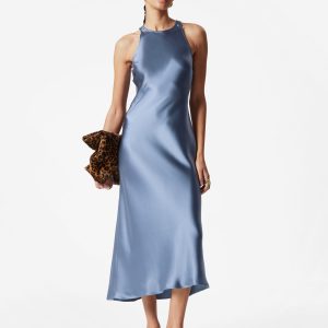 Sleeveless Satin Midi Dress