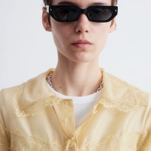 Long-Sleeve Lace Blouse