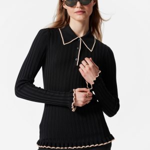 Rib-Knit Polo Shirt