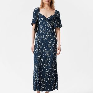 Flutter-Sleeve Midi Dress