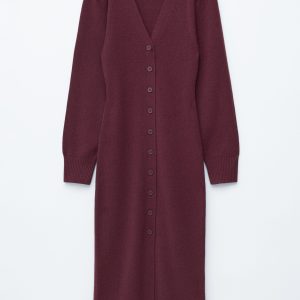 Puff-Sleeve Wool Maxi Dress