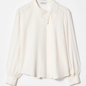 Asymmetric Collar Silk Blouse
