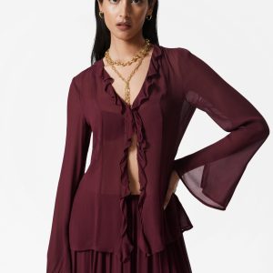 V-Neck Ruffle Blouse