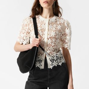 Short-Sleeve Crochet Cardigan