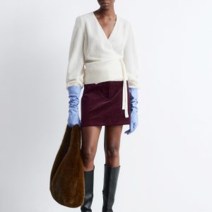 Mohair-Blend Knitted Wrap Cardigan