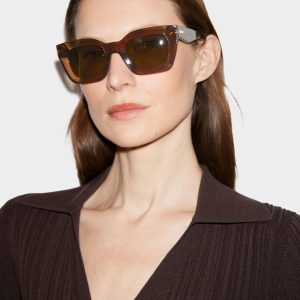 Rectangular-Frame Acetate Sunglasses