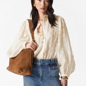 Textured Voluminous Sleeve Blouse