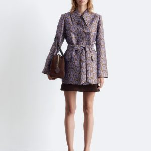 Tie-Belt Jacquard Blazer