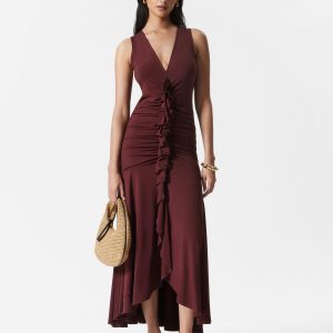 V-Neck Ruffle Maxi Dress