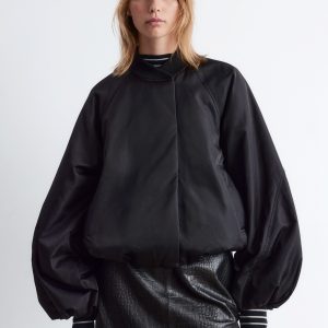 Voluminous-Sleeve Bomber Jacket