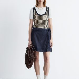Tie-Detail Denim Mini Skirt