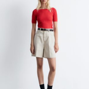 Rib-Knit Off-Shoulder Top