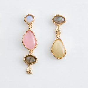 Multi-Coloured Stone Pendant Earrings
