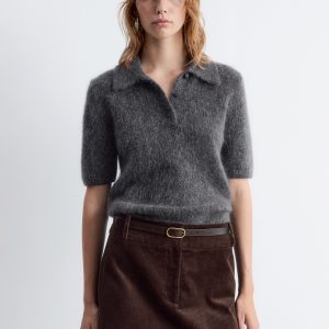 Brushed Knit Polo T-Shirt