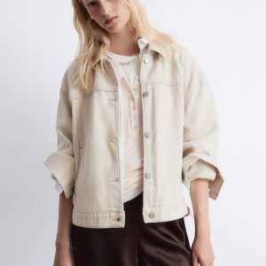 Cropped Tie-Closure Denim Jacket