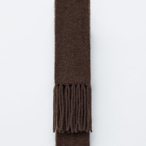 Alpaca-Blend Fringed Slim Scarf