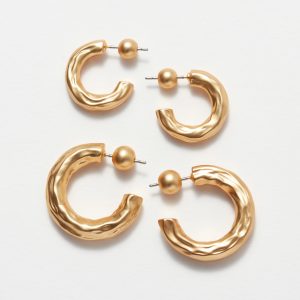 Textured Hoop Earrings Set
