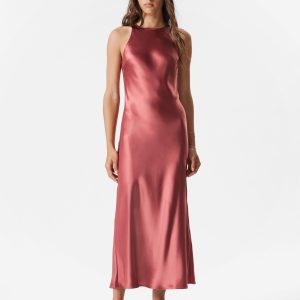Sleeveless Satin Midi Dress