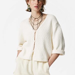 Knitted Short-Sleeve Cardigan