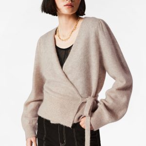 Mohair-Blend Knitted Wrap Cardigan