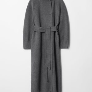 Funnel-Collar Wool Coat