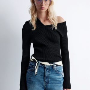 Rib-Knit Off-Shoulder Top