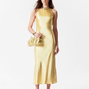Sleeveless Satin Midi Dress