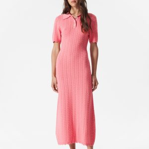 Pointelle-Knit Midi Dress