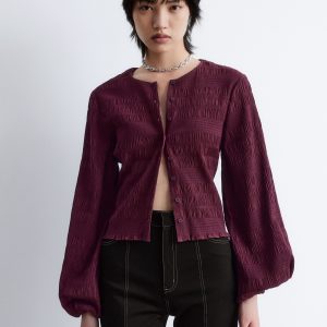 Smocked Balloon-Sleeve Top