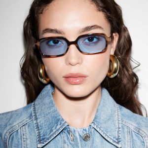 Elongated Rectangular-Frame Sunglasses