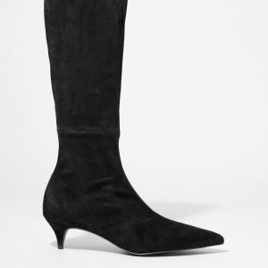 Stretch-Suede Knee Boots