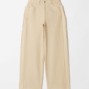 Fringed Wide-Leg Jeans