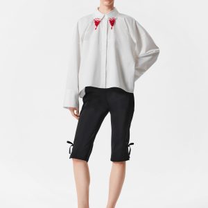 Ribbon-Detailed Capri Trousers