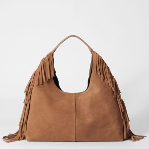 Fringed Suede Tote Bag