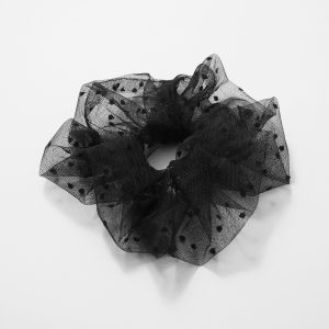 Polka-Dot Mesh Scrunchie