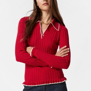 Rib-Knit Polo Shirt