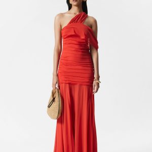 One-Shoulder Chiffon Maxi Dress
