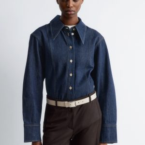 Topstitched Denim Shirt