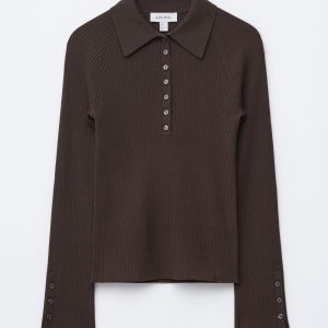 Rib-Knit Polo Shirt