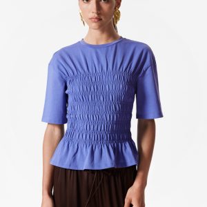 Smocked Crewneck Top