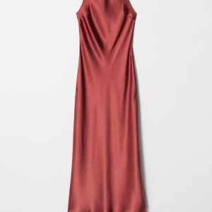 Sleeveless Satin Midi Dress