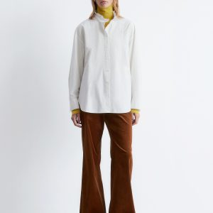Long Stand-Collar Cotton Shirt