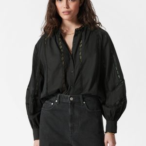 Voluminous Lace-trimmed Blouse