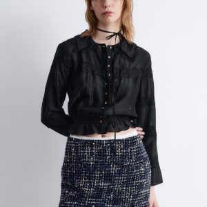 Long-Sleeve Lace Blouse