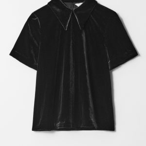 Collared Velvet Blouse