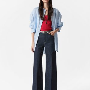 Wide Press-Crease Jeans