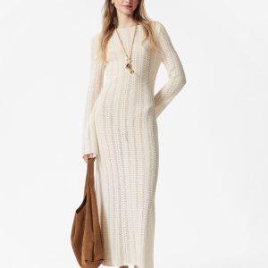 Pointelle-Knit Midi Dress