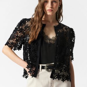 Short-Sleeve Crochet Cardigan